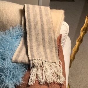 100% Irish Wool Scarf Slip-stitched Edge 90” Long inc Fringe Pristine